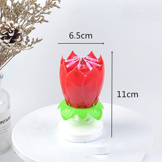 Candela Musicale Lotus per Compleanni – Decorazione Magica con Canzone di Auguri